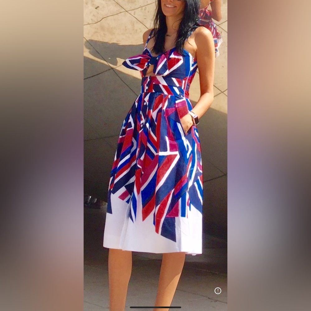 Milly Inkblock Jordan Front Tie Dress with Pockets